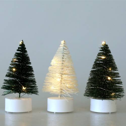 Artículo Árbol de Navidad LED verde / blanco 10cm 3pcs