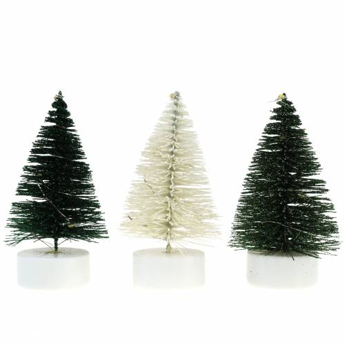 Floristik24 Árbol de Navidad LED verde / blanco 10cm 3pcs