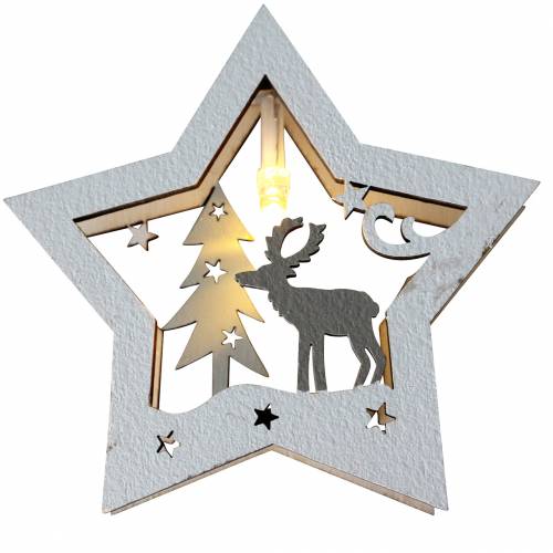 Floristik24 Cadena de luz LED estrellas de madera con pilas