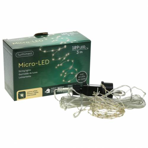 Artículo Cadena de luz LED cable de luz blanco cálido 189LED 3m