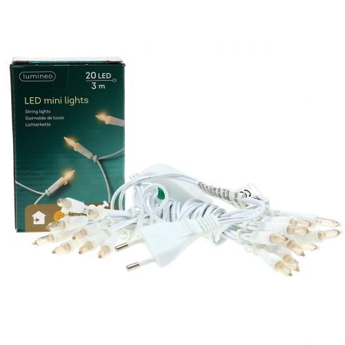 Floristik24 Mini cadena LED 20L blanco blanco cálido 3m