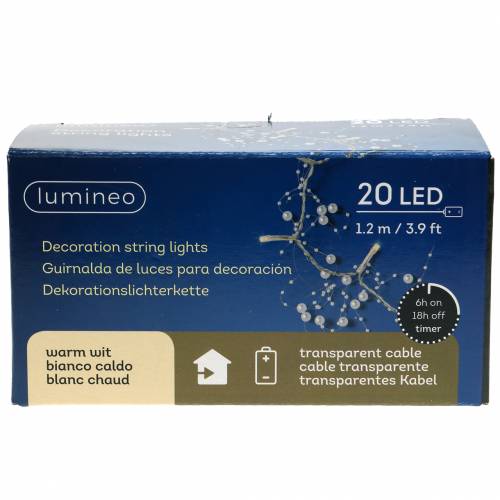 Floristik24 Cadena de luz LED guirnalda de perlas plata blanco cálido L120cm