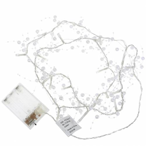 Floristik24 Cadena de luz LED guirnalda de perlas blanco blanco cálido L120cm
