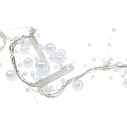 Floristik24 Cadena de luz LED guirnalda de perlas blanco blanco cálido L120cm