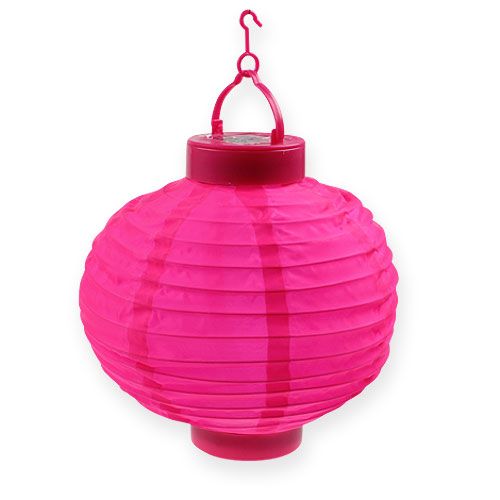 Lampion LED con solar 20cm rosa