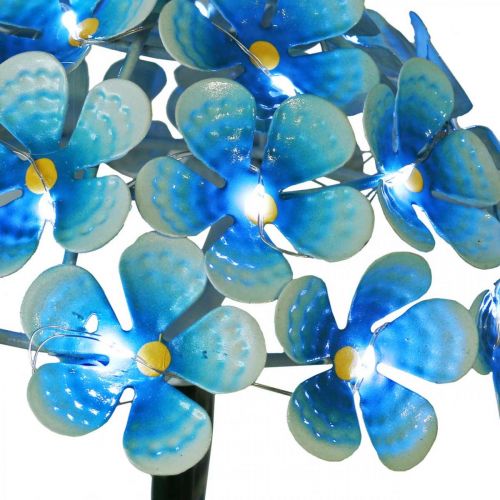 Artículo Crisantemo LED, decoración luminosa para el jardín, decoración de metal azul L55cm Ø15cm