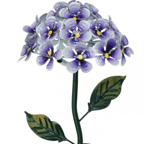 Floristik24 Crisantemo luminoso, decoración de metal para el jardín, decoración solar con LED violeta L55cm Ø15cm