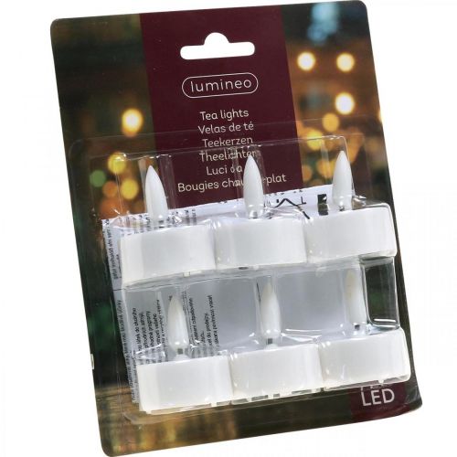 Floristik24 Luces de té LED blancas cálidas Luces LED con efecto de llama Velas artificiales Ø3.6cm Juego de 6