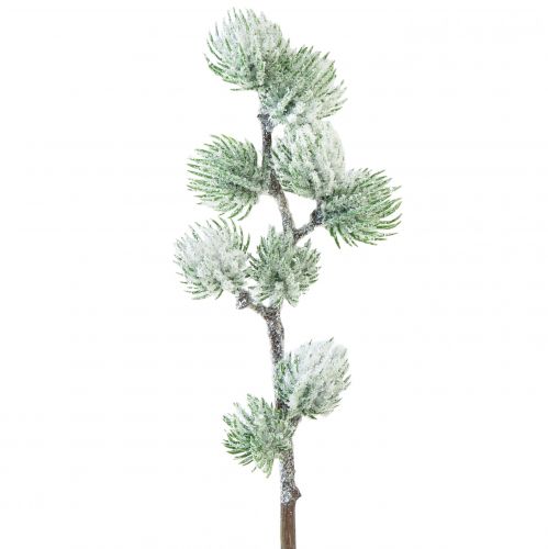 Rama decorativa de alerce artificial verde con nieve L25cm