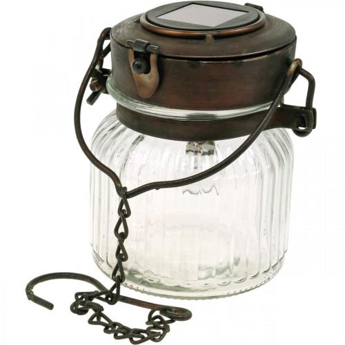 Floristik24 Linterna LED, lámpara colgante, luz solar en el cristal Ø11cm H14cm