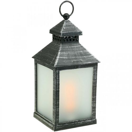 Floristik24 Linterna LED con temporizador Deco Lantern Vintage Silver H23cm