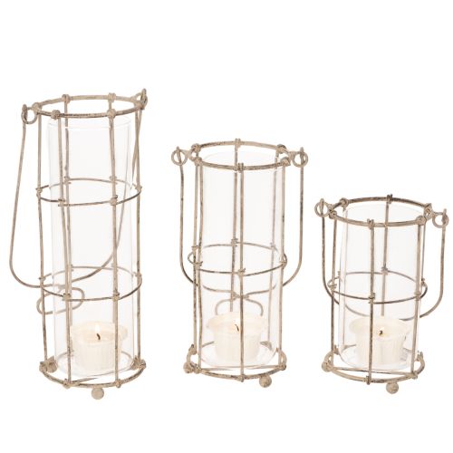 Farol de jardín, luz de viento de metal Ø8,5 cm H23/18,5/14,5 cm, juego de 3 piezas | Floristik24.es
