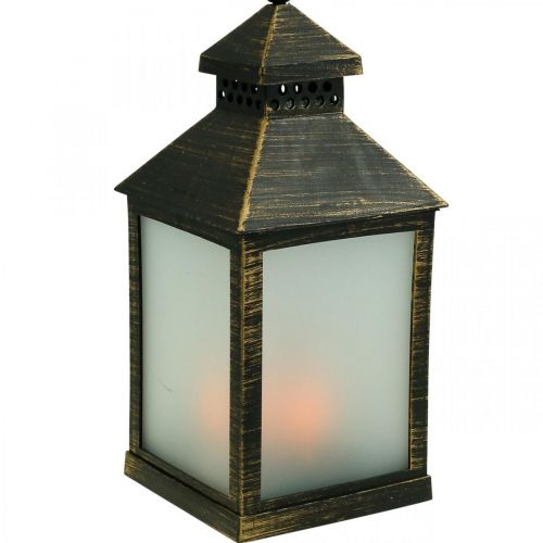 Floristik24 Linterna LED con temporizador Deco Lantern Vintage Gold H23cm