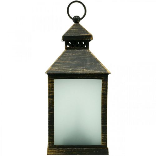 Floristik24 Linterna LED con temporizador Deco Lantern Vintage Gold H23cm