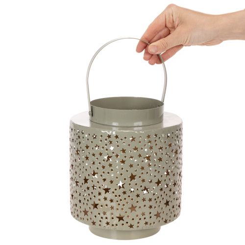 Linterna con estampado de estrellas, metal, verde, 31 cm | Floristik24.es