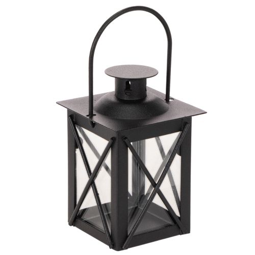 Farol negro con asa para vela pequeña, 16 cm, 2 unidades. comprar | Floristik24.es