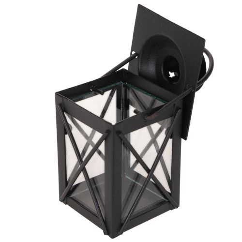 Farol negro con asa para vela