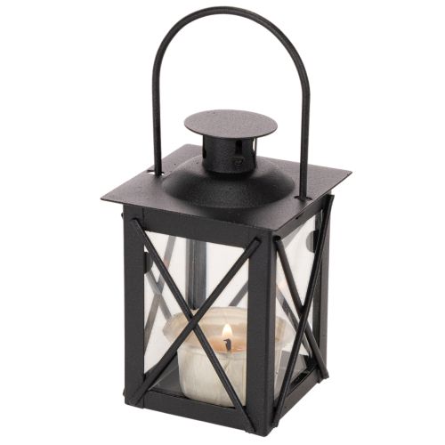 Farol negro con asa para vela