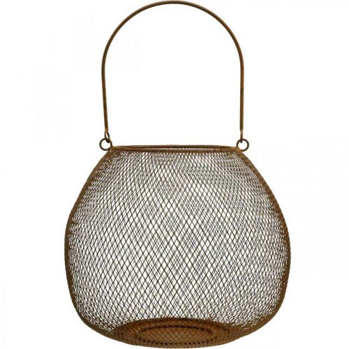 Floristik24 Linterna decorativa con asa metal aspecto óxido Ø26cm H22cm