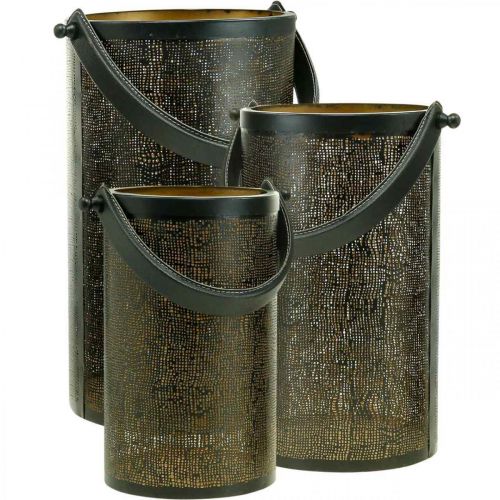Artículo Linternas decorativas, patrón de agujeros de metal de linterna H35.5/31/25cm juego de 3