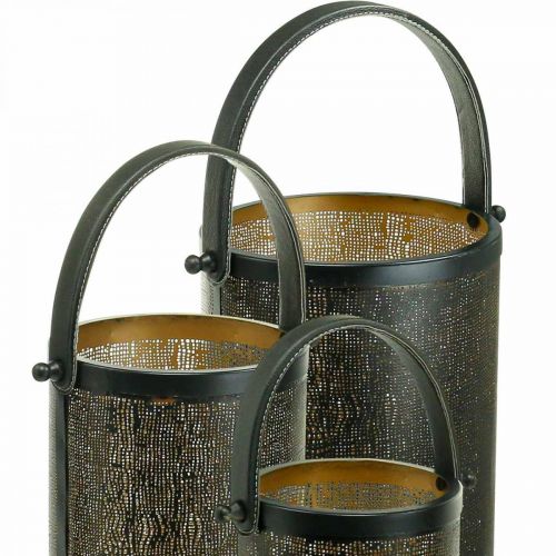 Artículo Linternas decorativas, patrón de agujeros de metal de linterna H35.5/31/25cm juego de 3