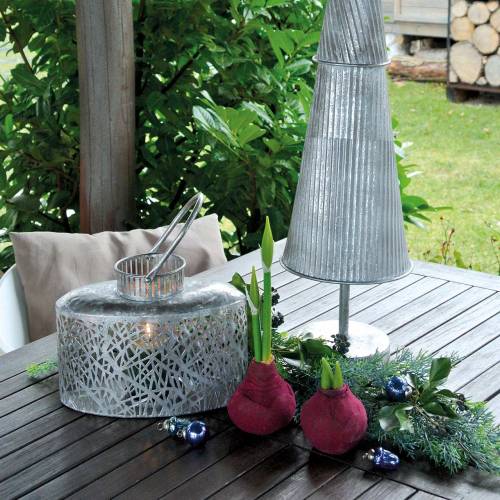 Floristik24 Farol ovalado aspecto envejecido metal plata 15×28cm Alt.19cm