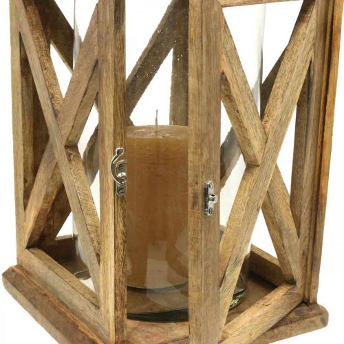 Floristik24 Farol de madera grande con farol de cristal aspecto antiguo 25×25×41cm