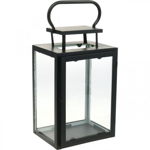 Floristik24 Farol decorativo de metal negro, farol rectangular de cristal 19x15x30.5cm