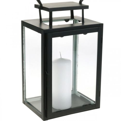 Floristik24 Farol decorativo de metal negro, farol rectangular de cristal 19x15x30.5cm