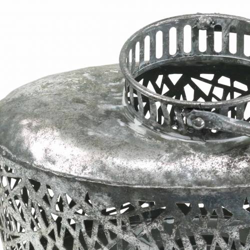 Floristik24 Farol ovalado aspecto envejecido metal plata 15×28cm Alt.19cm