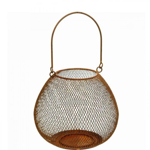 Floristik24 Farol metálico con portavelas óxido de rejilla Ø20cm H17cm