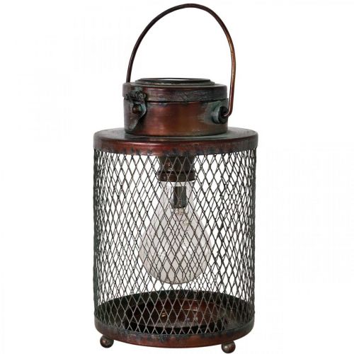 Linterna de metal, lámpara solar, LED, aspecto antiguo Ø13,5cm H28,5cm