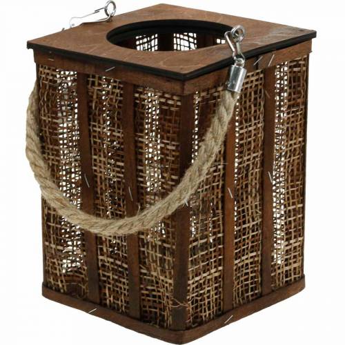 Farol con dibujo trenzado, vela decorativa para colgar, farol de madera Al 41cm