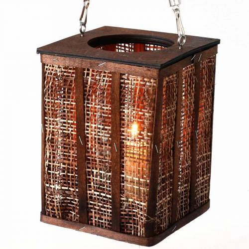 Floristik24 Farol con dibujo trenzado, vela decorativa para colgar, farol de madera Al 41cm