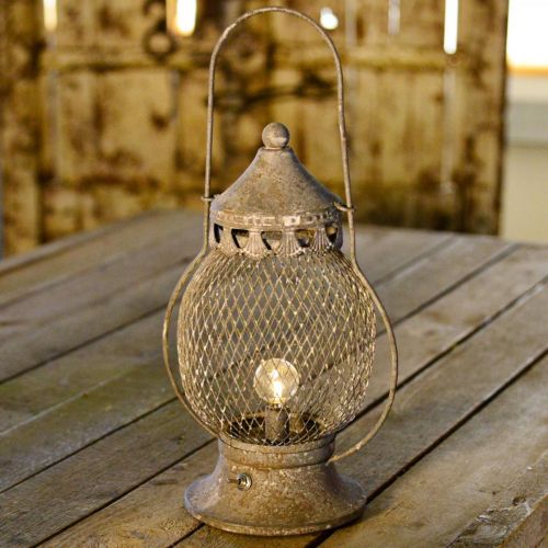 Floristik24 Farol de metal, lámpara LED, Shabby Chic Ø16cm H33.5cm