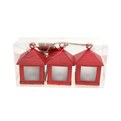 Floristik24 Farol con iluminación rojo 6cm x 6cm 3pcs