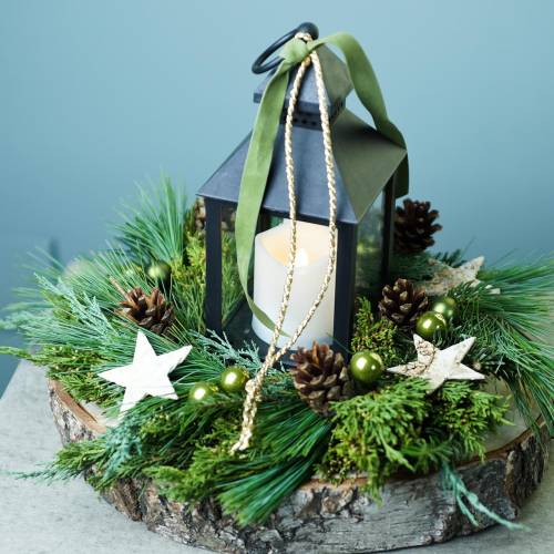 Floristik24 Farol con vela LED negra 10,5×24cm