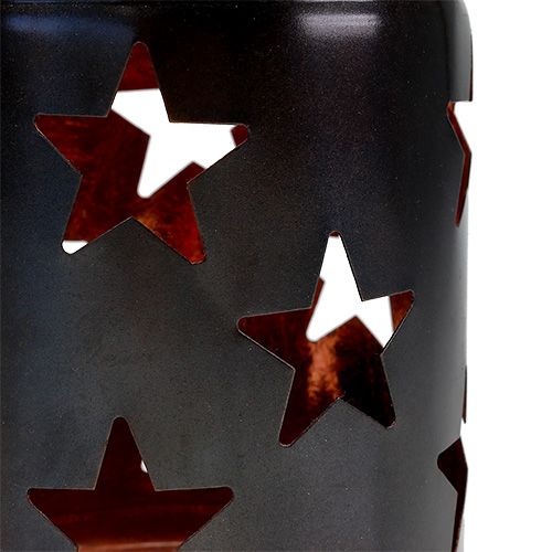 Artículo Farol con estampado de estrellas negro-cobre Ø10cm H13.5cm