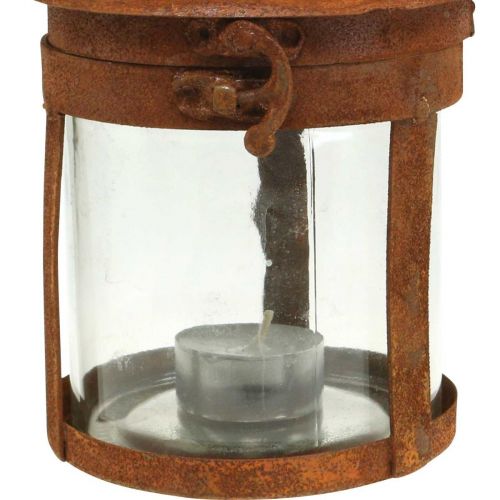 Floristik24 Farolillo de metal con pátina, decoración de verano, farolillo de metal óxido H18cm Ø10cm