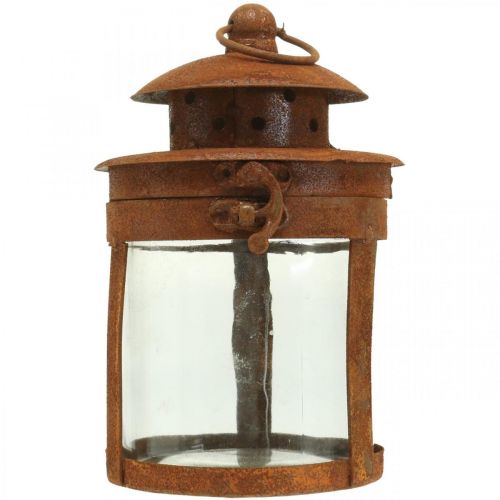 Artículo Farolillo de metal con pátina, decoración de verano, farolillo de metal óxido H18cm Ø10cm