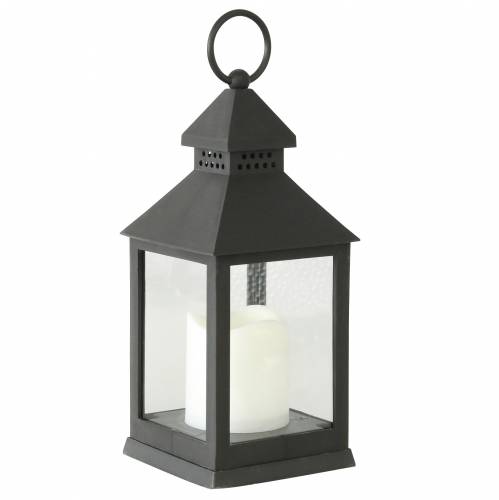 Floristik24 Farol con vela LED negra 10,5×24cm