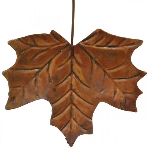 Floristik24 Hojas de metal para colgar hojas de otoño marrón óxido 7.5-10cm 4pcs