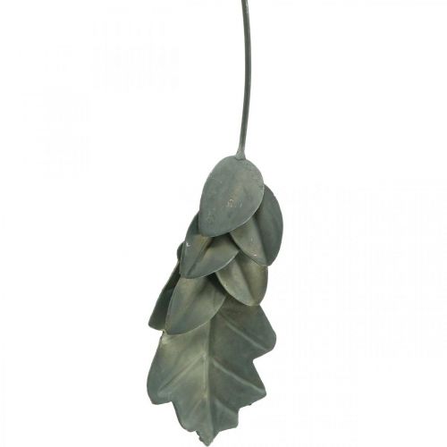 Artículo Hojas decorativas de otoño metal gris plata L20cm 4pcs