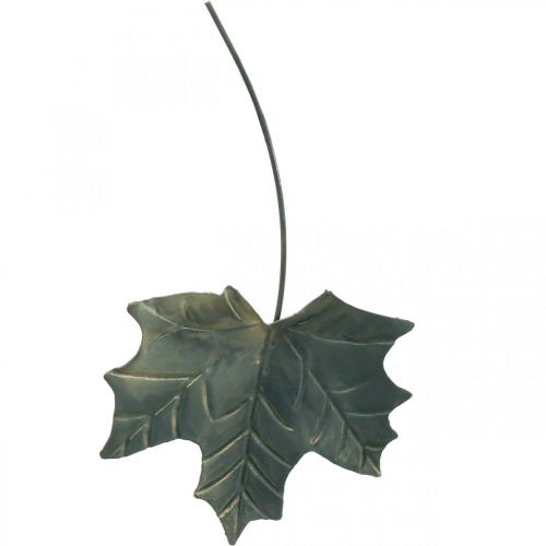 Artículo Hojas decorativas de otoño metal gris plata L20cm 4pcs