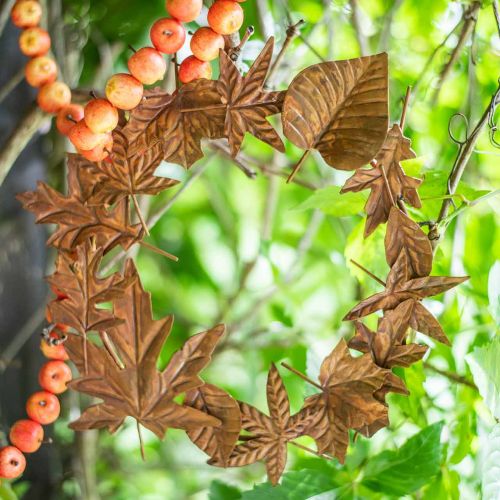 Floristik24 Corona de hojas, óxido noble, decoración de metal, corona, decoración de otoño, floristería conmemorativa Ø29cm