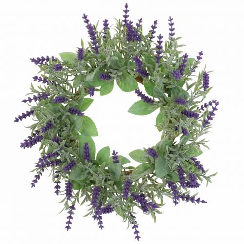 Artículo Corona de lavanda flocada Ø25cm