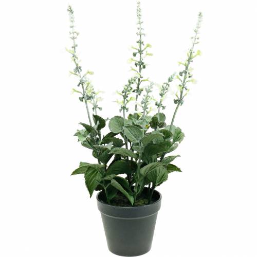 Artículo Maceta de lavanda artificial Flor decorativa de seda de lavanda en blanco