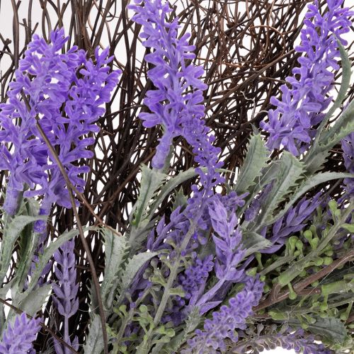 Artículo Corona de lavanda para primavera, decoración de puertas, elemento decorativo para la entrada, 60 cm.