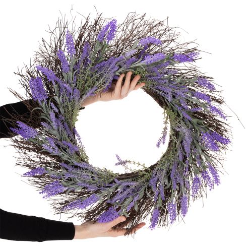 Artículo Corona de lavanda para primavera, decoración de puertas, elemento decorativo para la entrada, 60 cm.