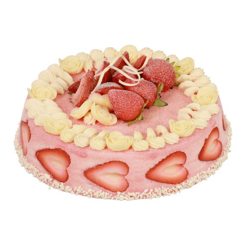 Floristik24 Chupete de comida, tarta artificial crema de fresa Ø23cm H9,5cm